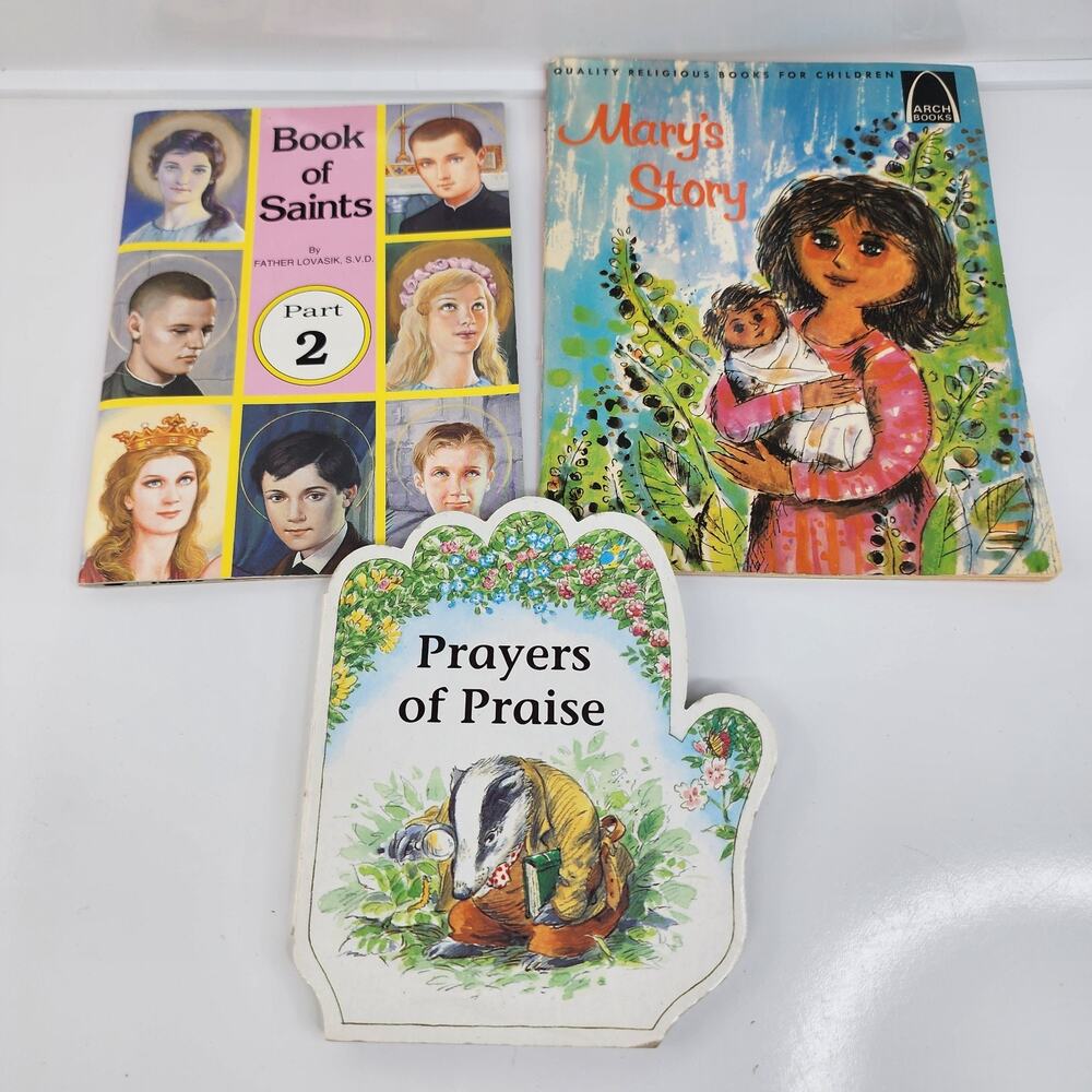 VTG Lot 3 Children’s Books Religious Bibles Stories Catholic Prayers 60s-80s-90s